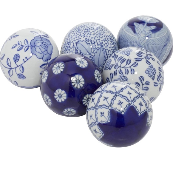 deco 79 Other - DECO 79 NEW 6ct chinoserie ceramic orb vase filler -blue/white